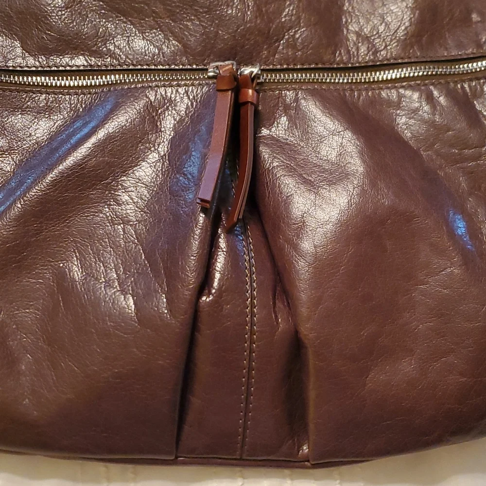 Nino Bossi Genuine Leather Brown Shoulder Bag Multi-Pocket Organizer EUC